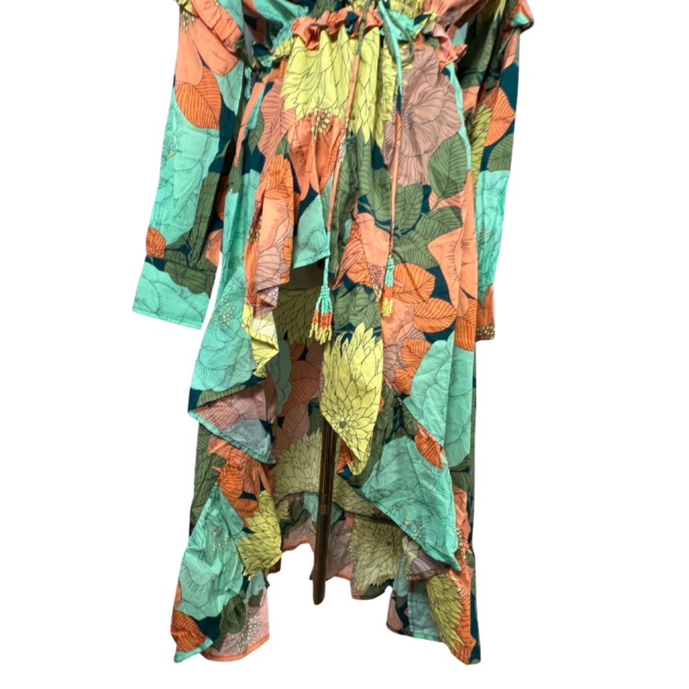 NWT Farm Rio Long Sleeve Floral Midi Dress Anthropologie Breezy (S‎) - Picture 3 of 7